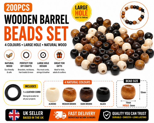 200 wooden barrel beads - 200,
