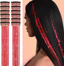 12Pcs Clip in Hair Tinsel Kit